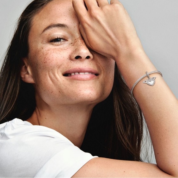 NWOT Heart and Angel Wings Dangle Charm Sterling Silver 915 - Picture 2 of 12